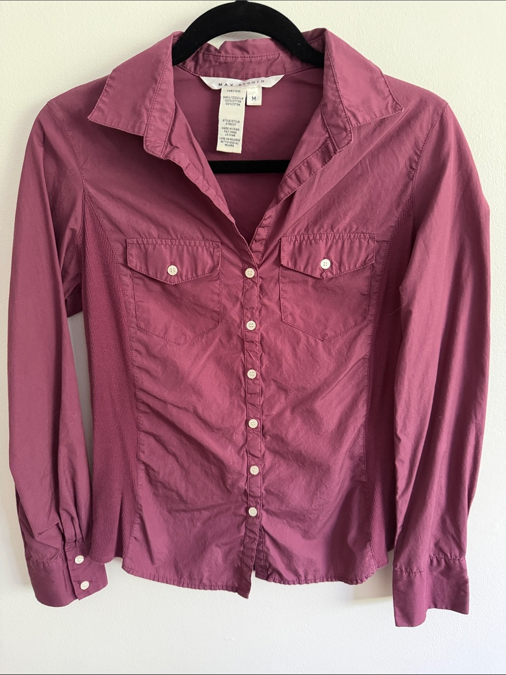 Max Studio Button-Down Shirt in Roseberry Pink